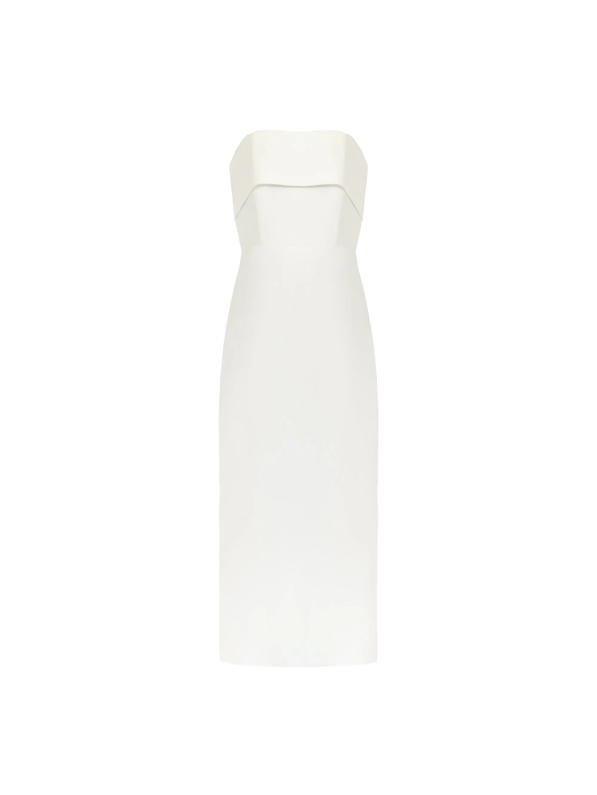 White Crepe Boned Bandeau Dress