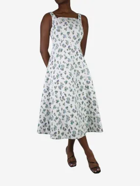 White floral jacquard dress - size UK 10