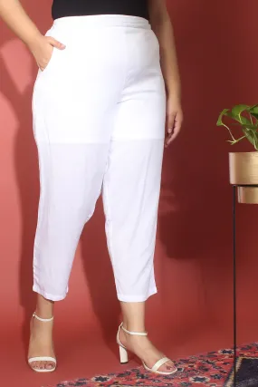 White Straight Fit Pants