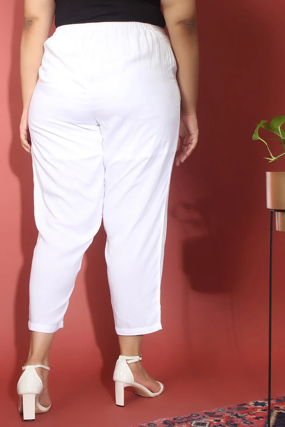 White Straight Fit Pants