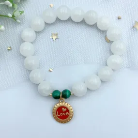 Women's Fashion White Marble Beads Gemstone Bracelet